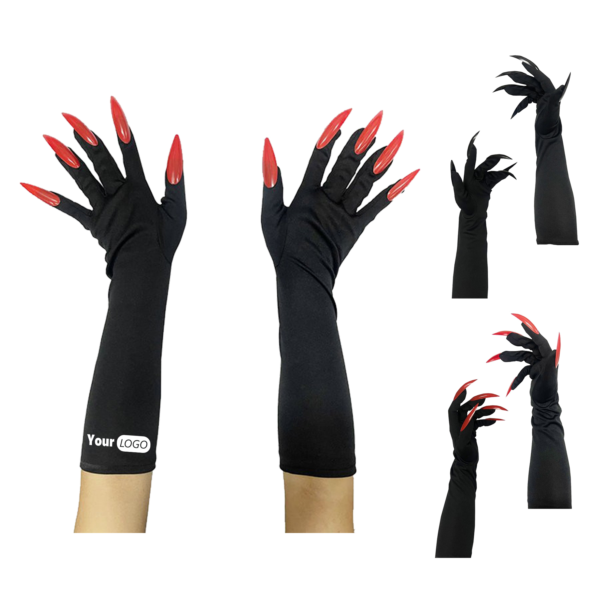 Long Witch Nails Halloween Gloves 4