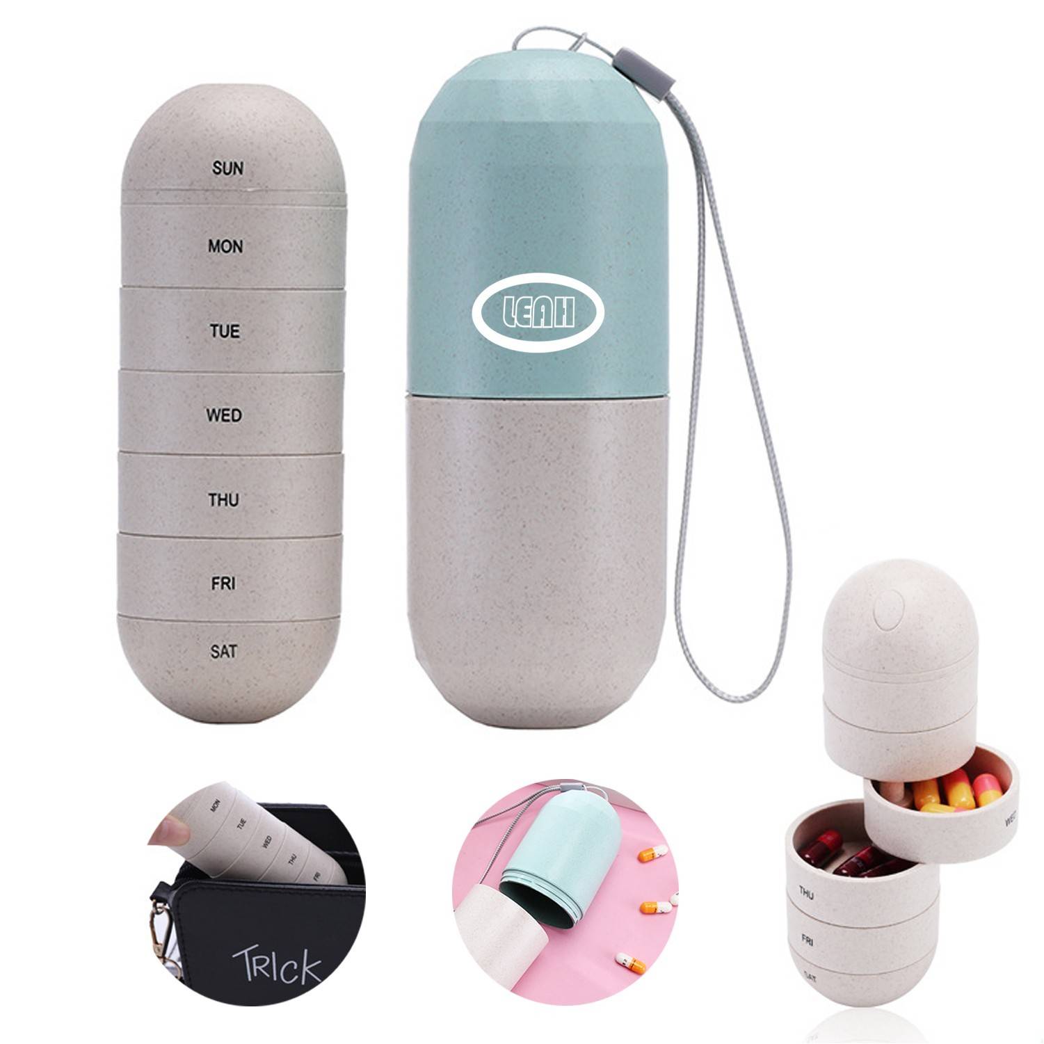 7 Day Stackable Pill Organizer with Warter Bottle.