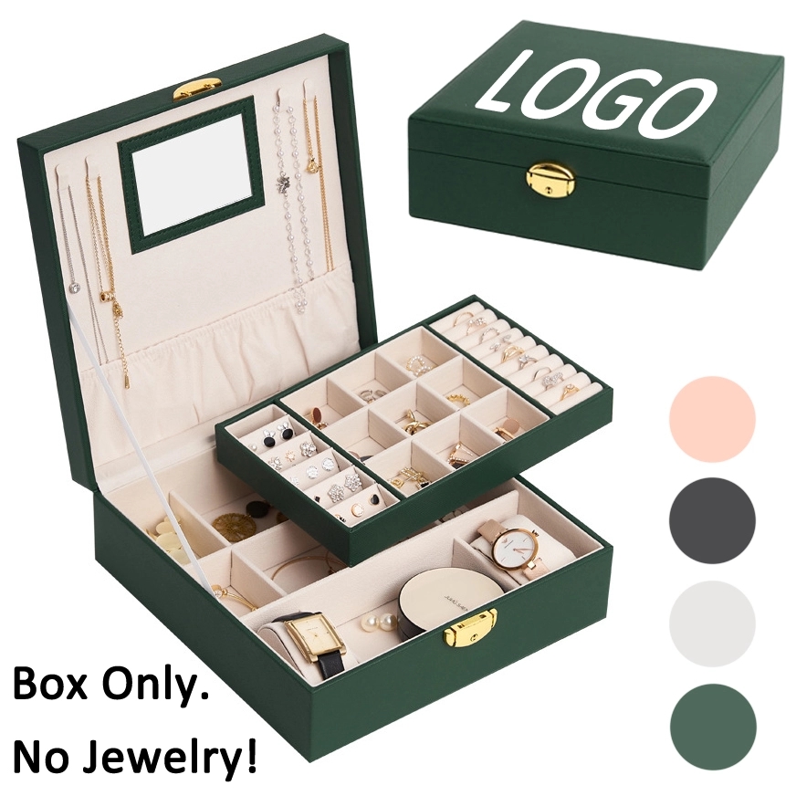 Custom 2-Layer Jewelry Organizer Box with Mirror & Lock 6