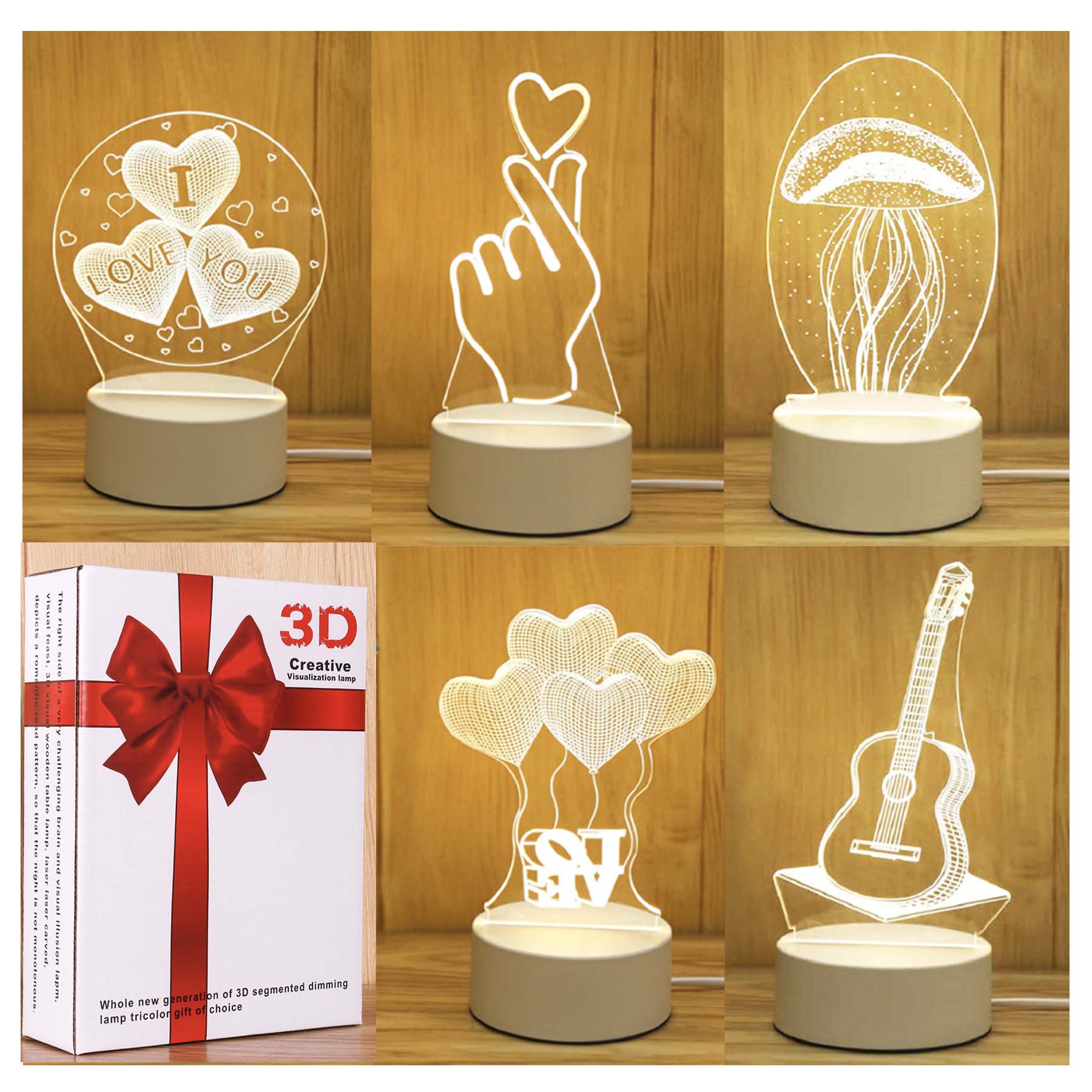 Custom 3D LED USB Night Light Table Desk Lamp 2