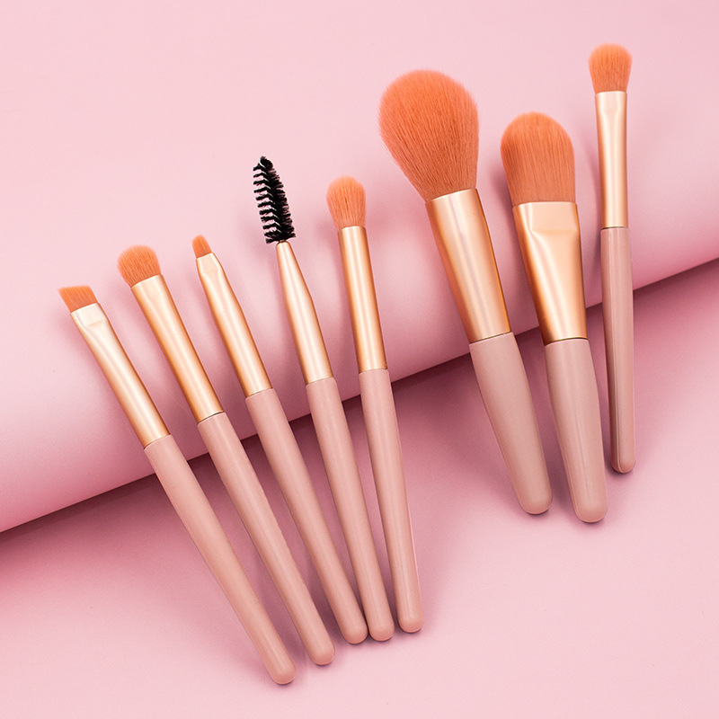 8pcs Wooden Handle Makeup Brush Set With case 2