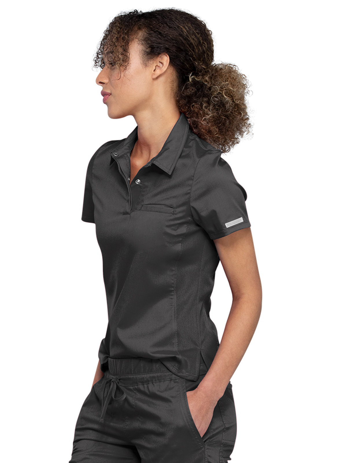 Cherokee - Workwear Revolution - Women's 1-Pocket Tuckable Snap Front Polo Shirt 15