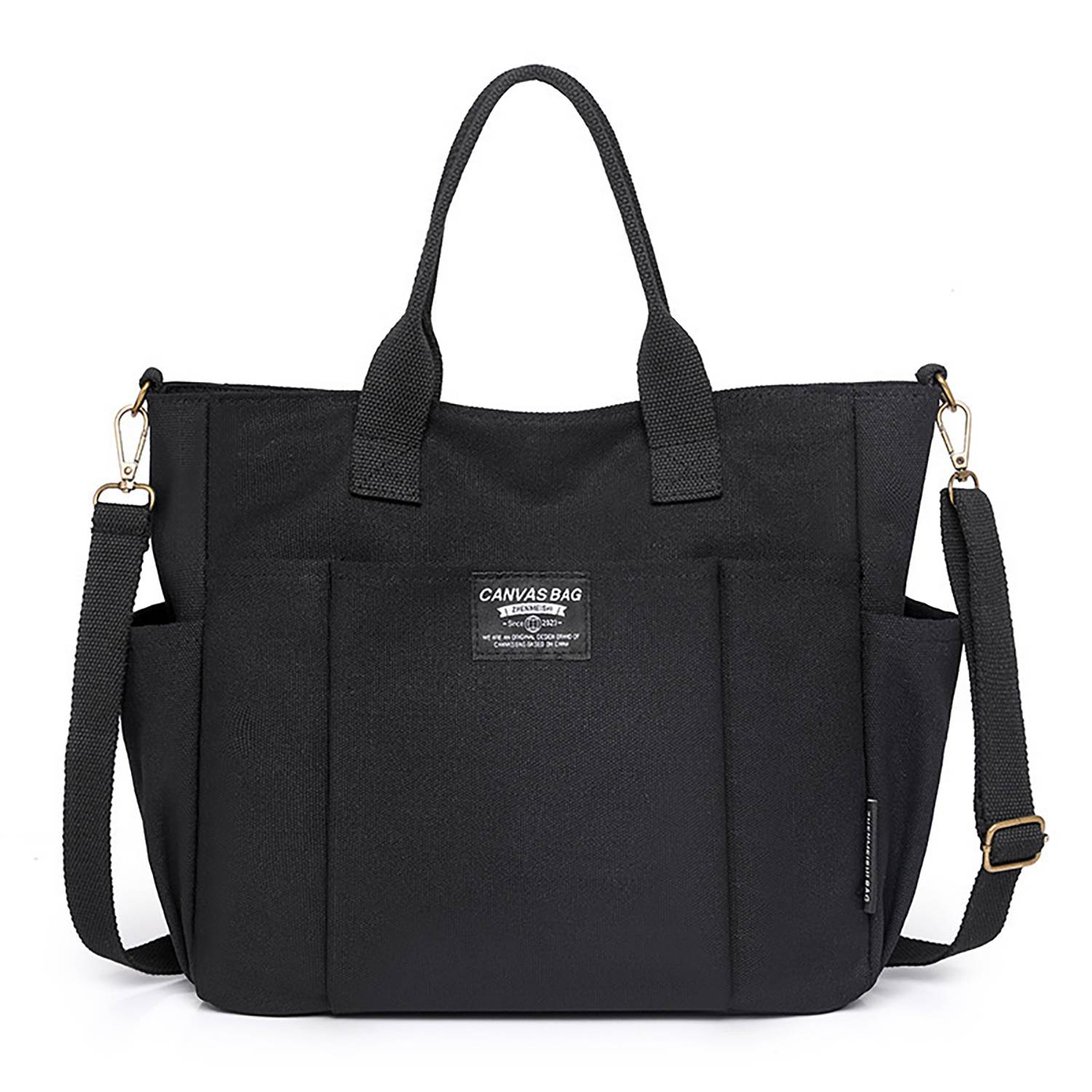 Commuter Women'S Canvas Tote Bag W/ Multi-Pocket Design, custom tote bag with logo imprint 4