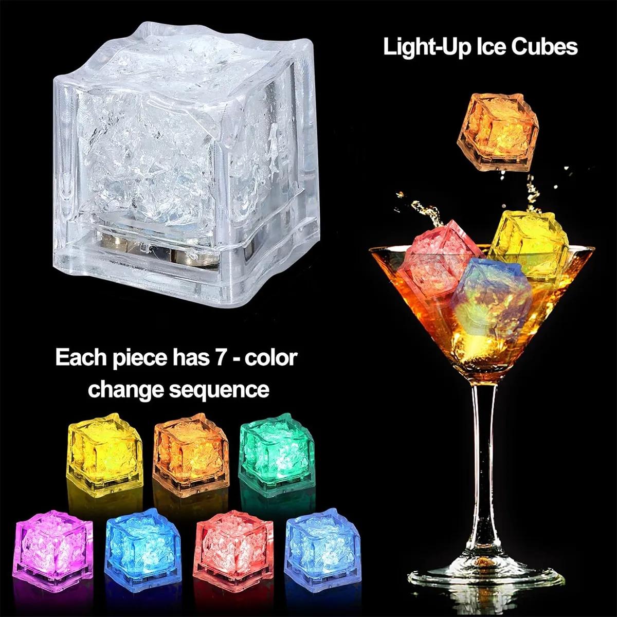 Multi Color Light Up Led Drinks Ice Cubes for Bar Weeding 5