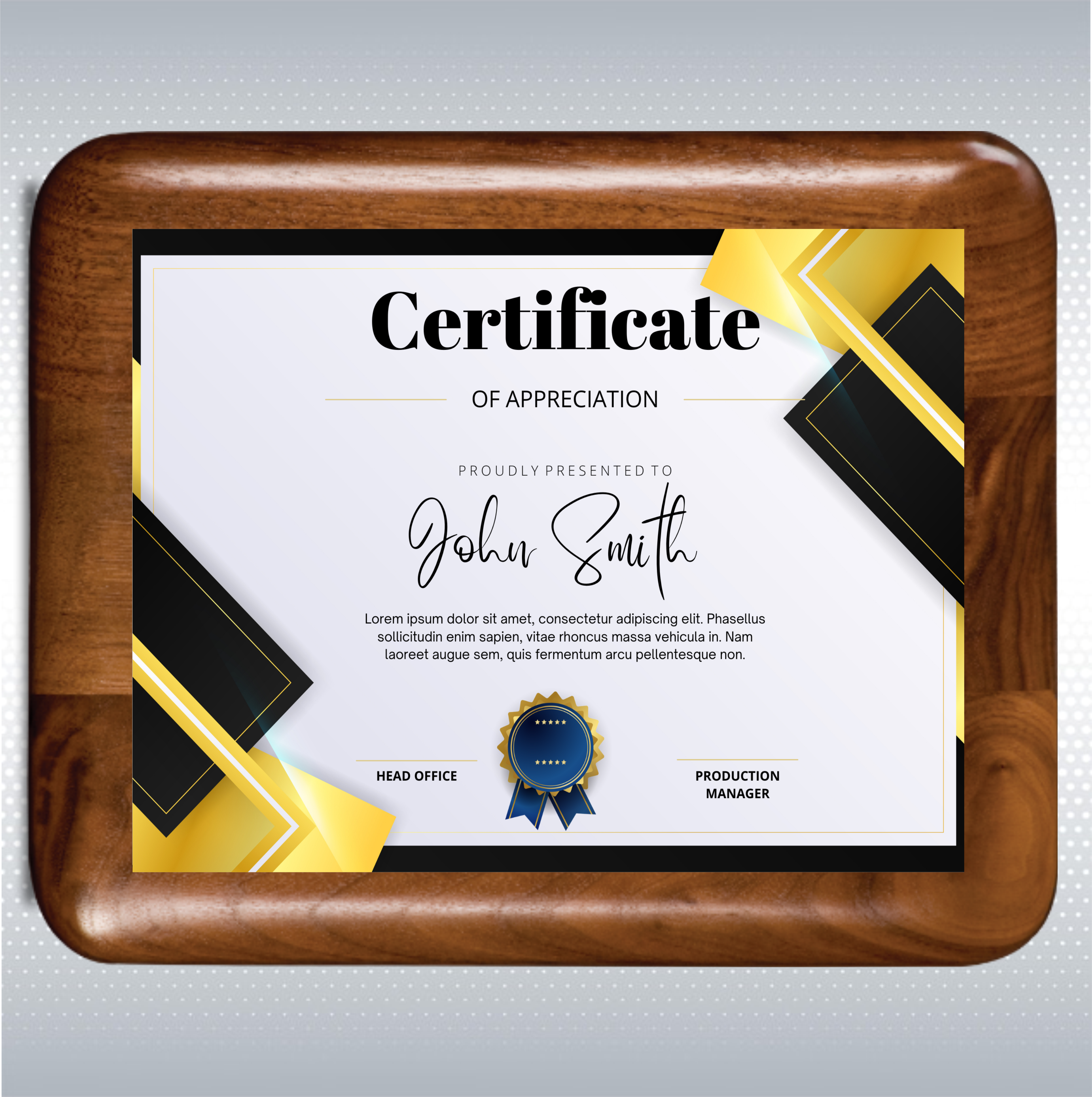 Walnut Elliptical Edge Rounded Plaque/w Sublimated Plate 3