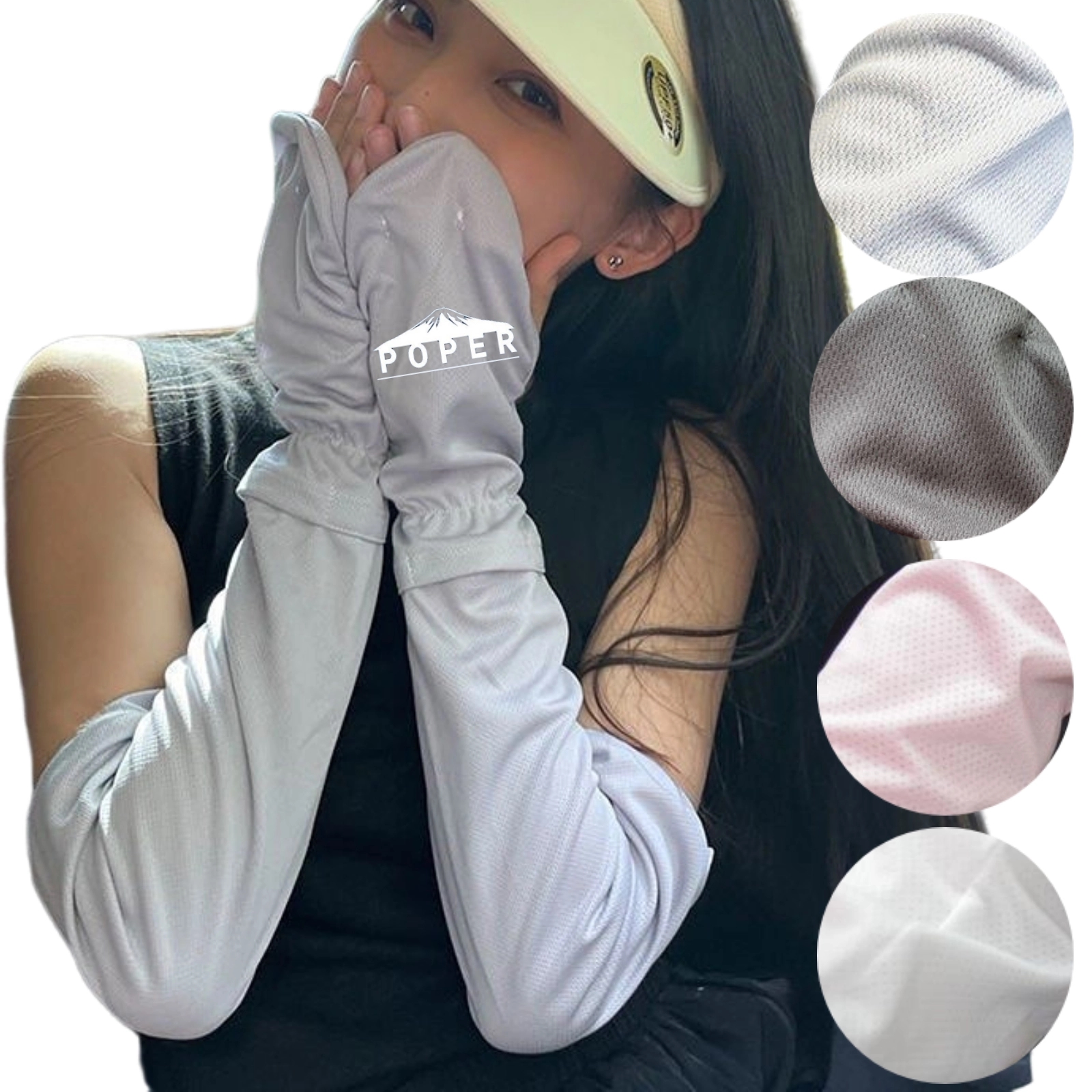 Women's Ice Silk Arm Sleeves with Thumb Hole 4