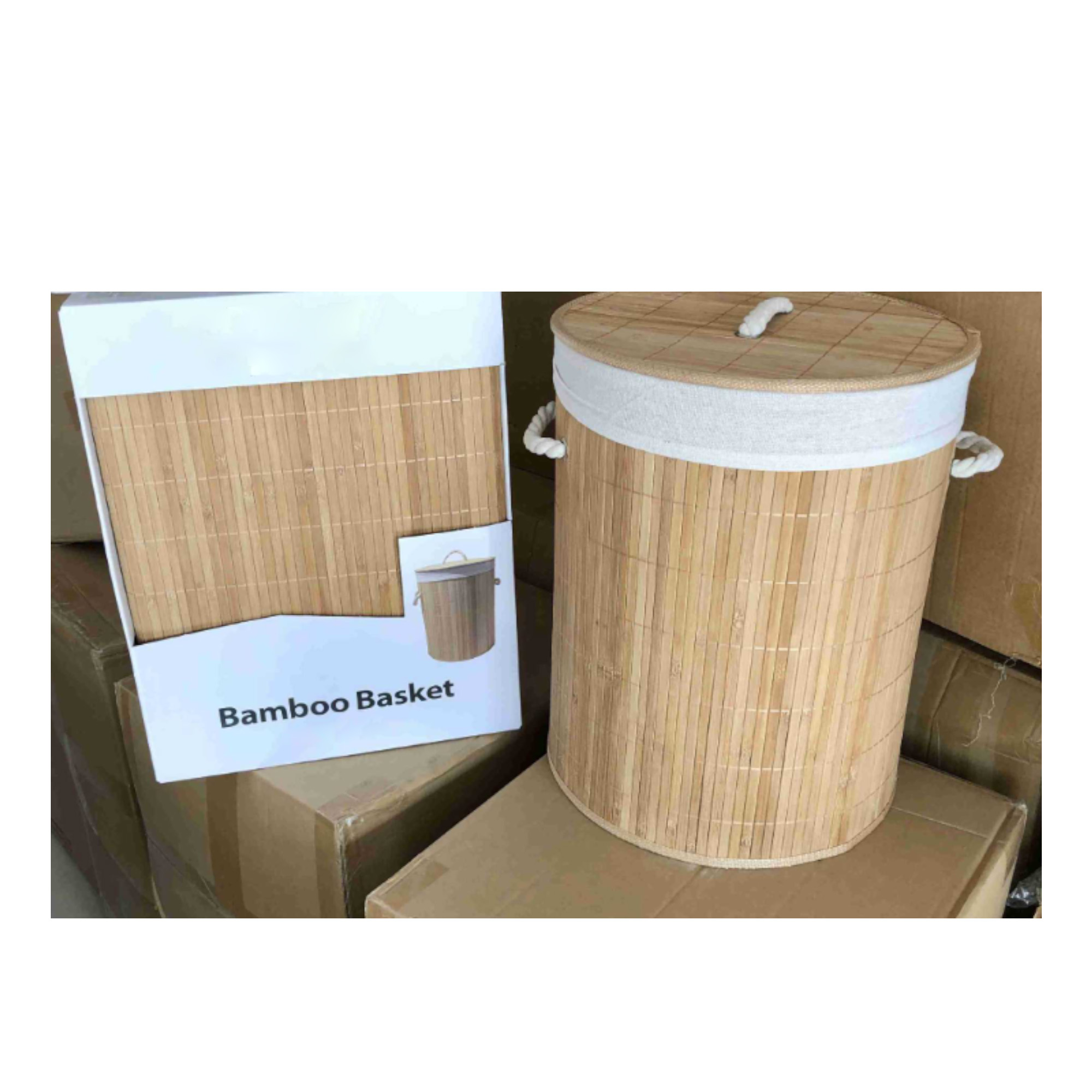 Bamboo Storage Basket Laundry Hamper Foldable 2