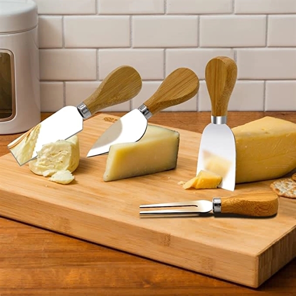 4 Pieces Set Cheese Knives with Bamboo Wood Handle 10
