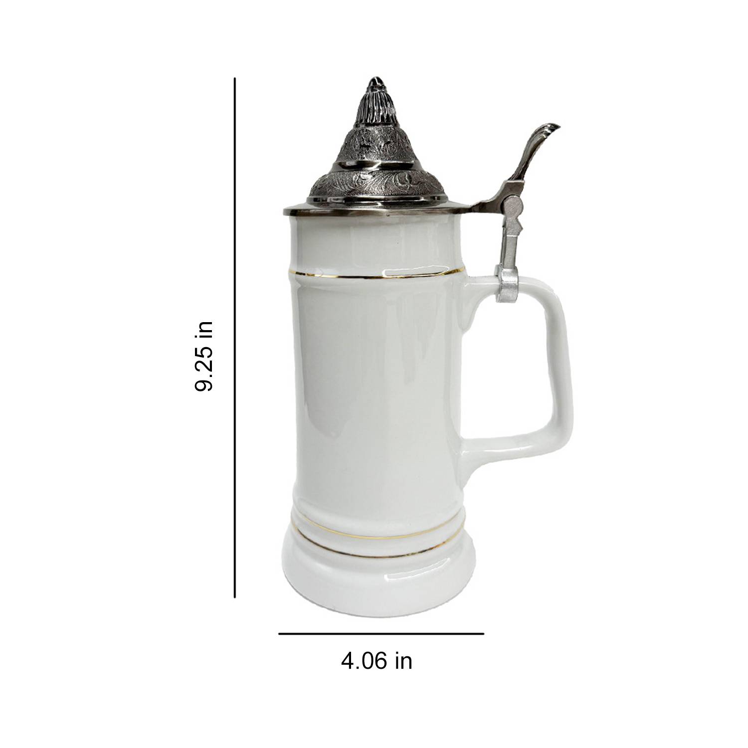 25oz Ceramic Beer Stein Mug w/ Pewter Lid 5