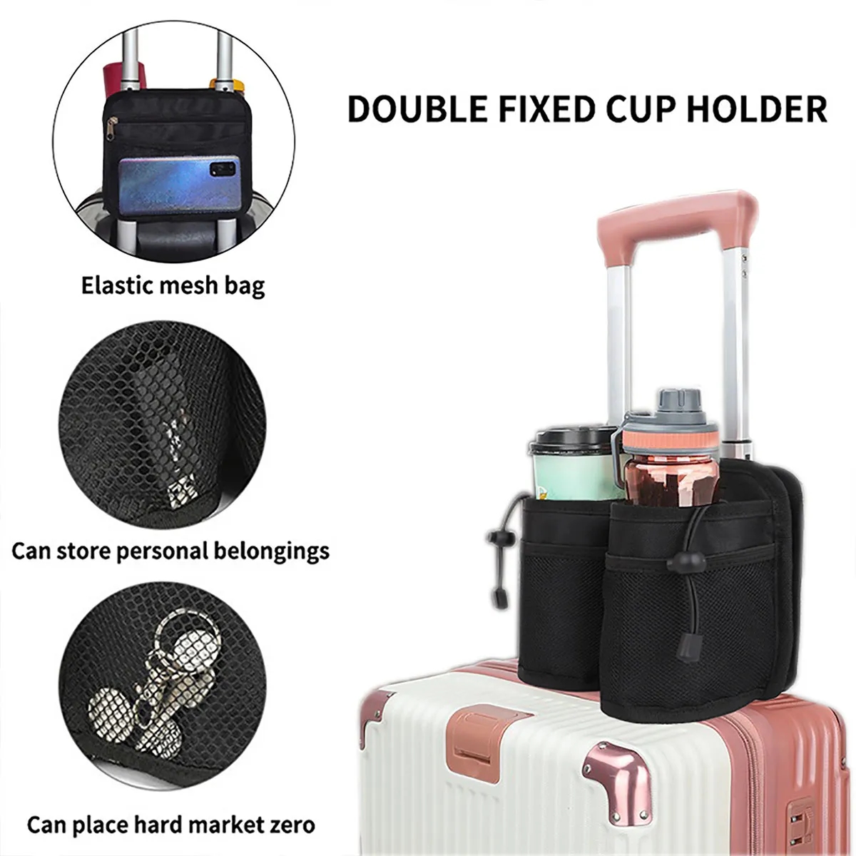 Luggage Travel Two Cup Holder With Zipper Bag 4