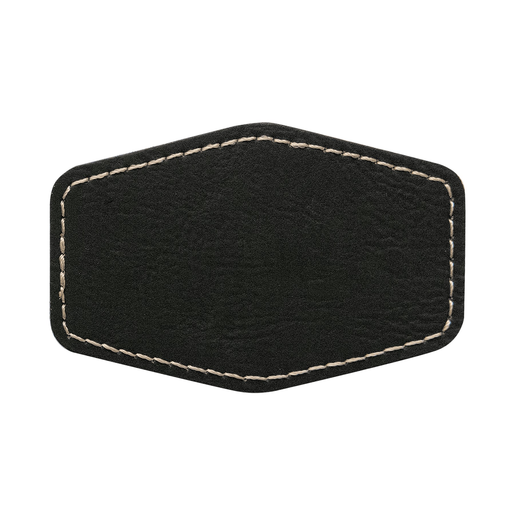 3" x 2" Black/Gold Leatherette Hexagonal Patch with Adhesive 2