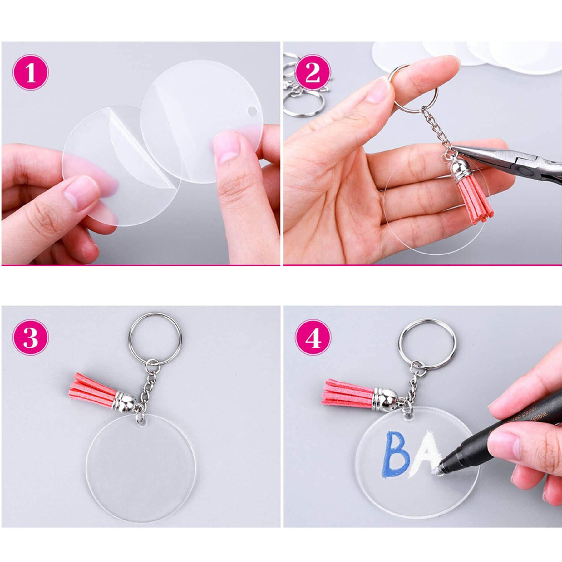 120Pcs Acrylic Keychain Blanks For Vinyl Kit 2