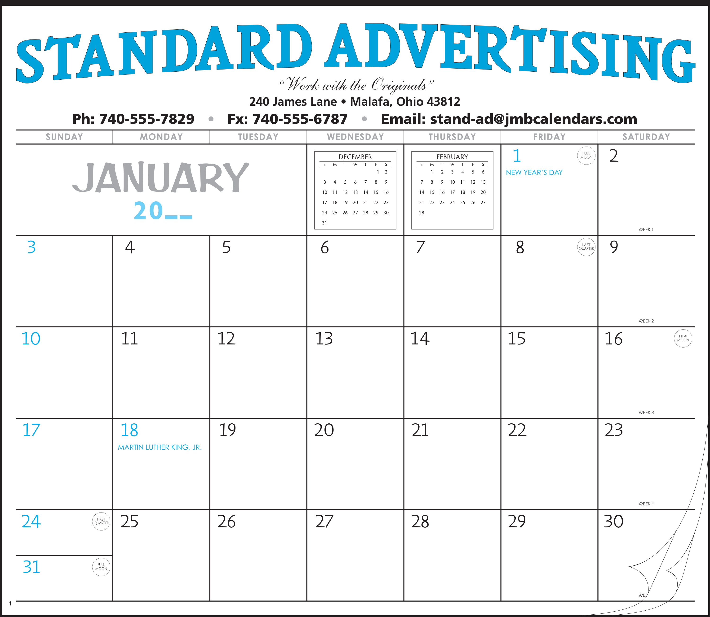 Style 3 Large 12-Sheet Calendar 1
