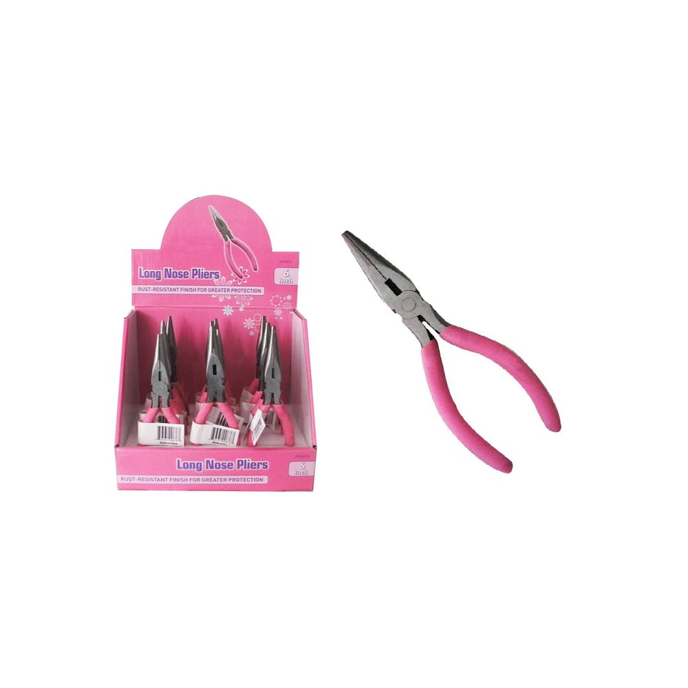 Long Nose Pliers Pink 6" 2
