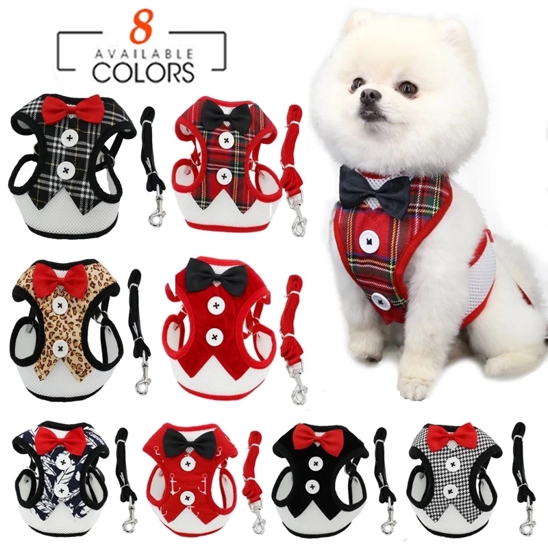Elegant Bow Dog Collars Necktie Traction Rope Adjustable 2