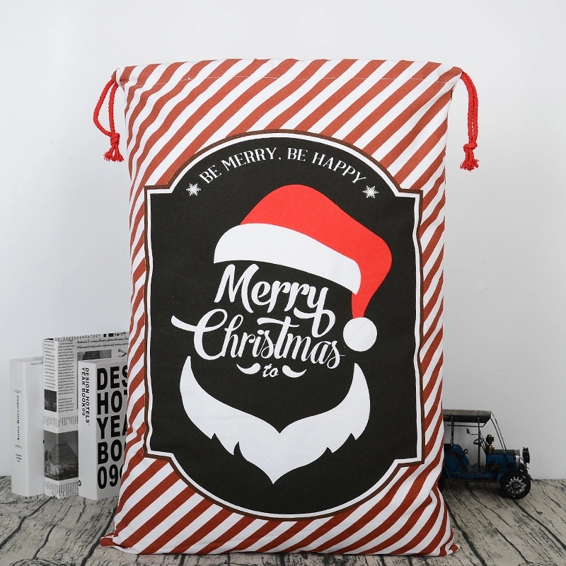 Large Christmas Canvas Gift Bag with Drawstring 10