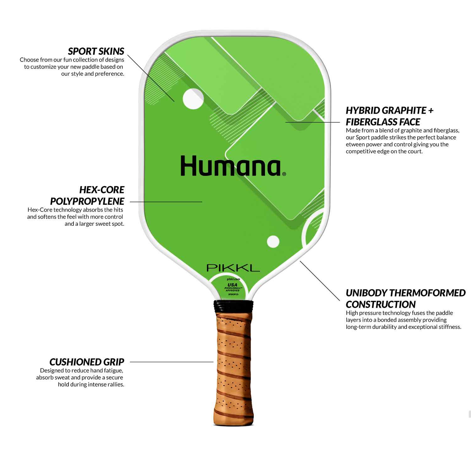 Sport Pickleball Paddle With Custom Skins