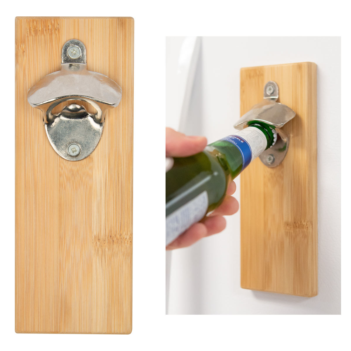 Bamboo Wall Mounted Bottle Opener 1