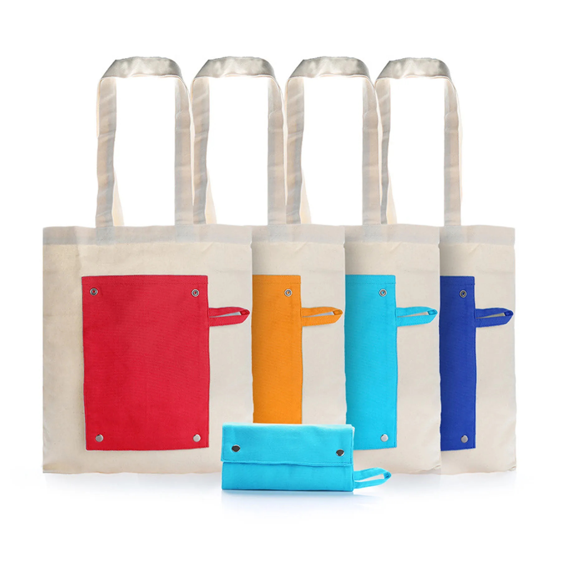 Foldable Portable Canvas Shopping Bag, custom tote bag with logo imprint 6