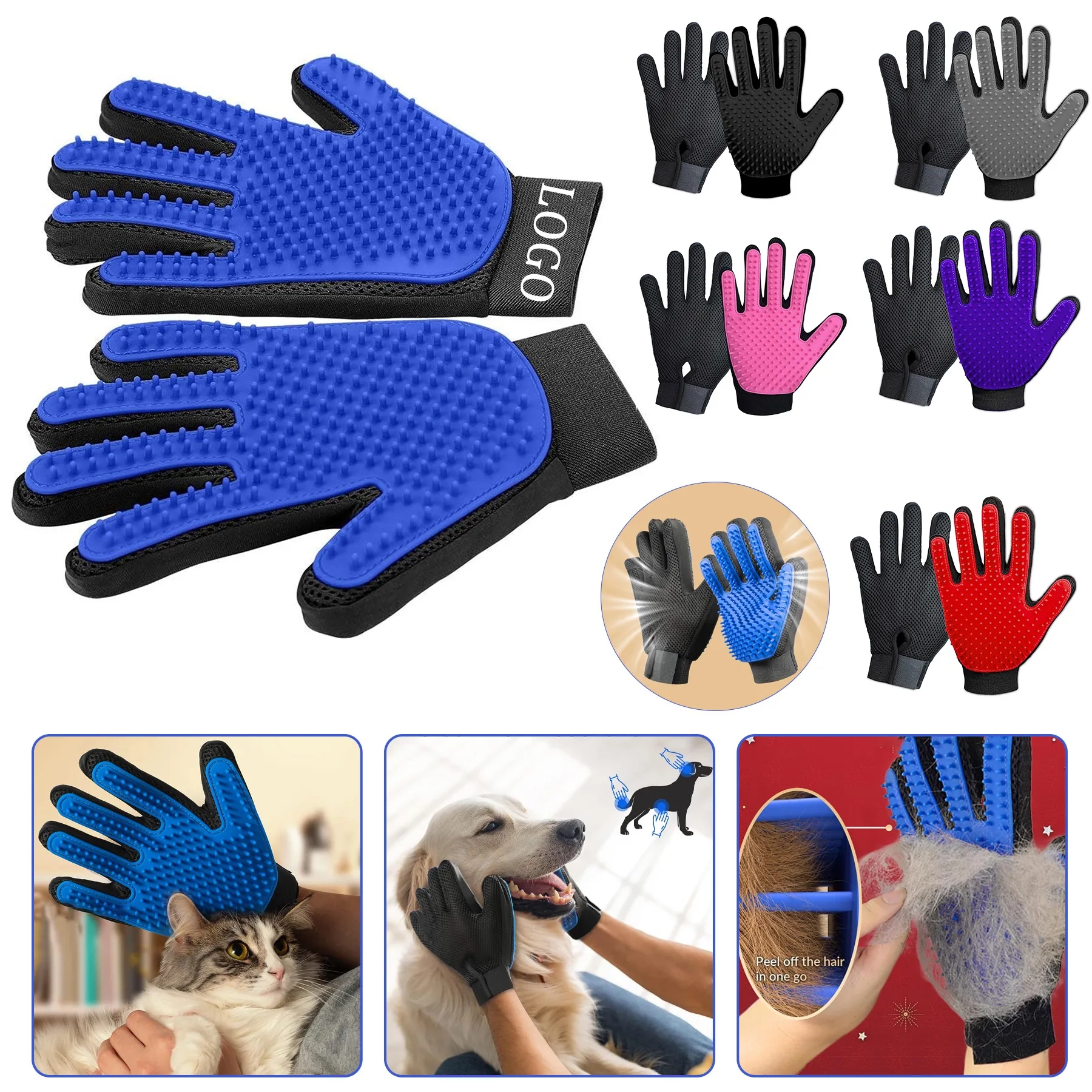 Pet Grooming Gentle Hair Removal Brush Gloves 2