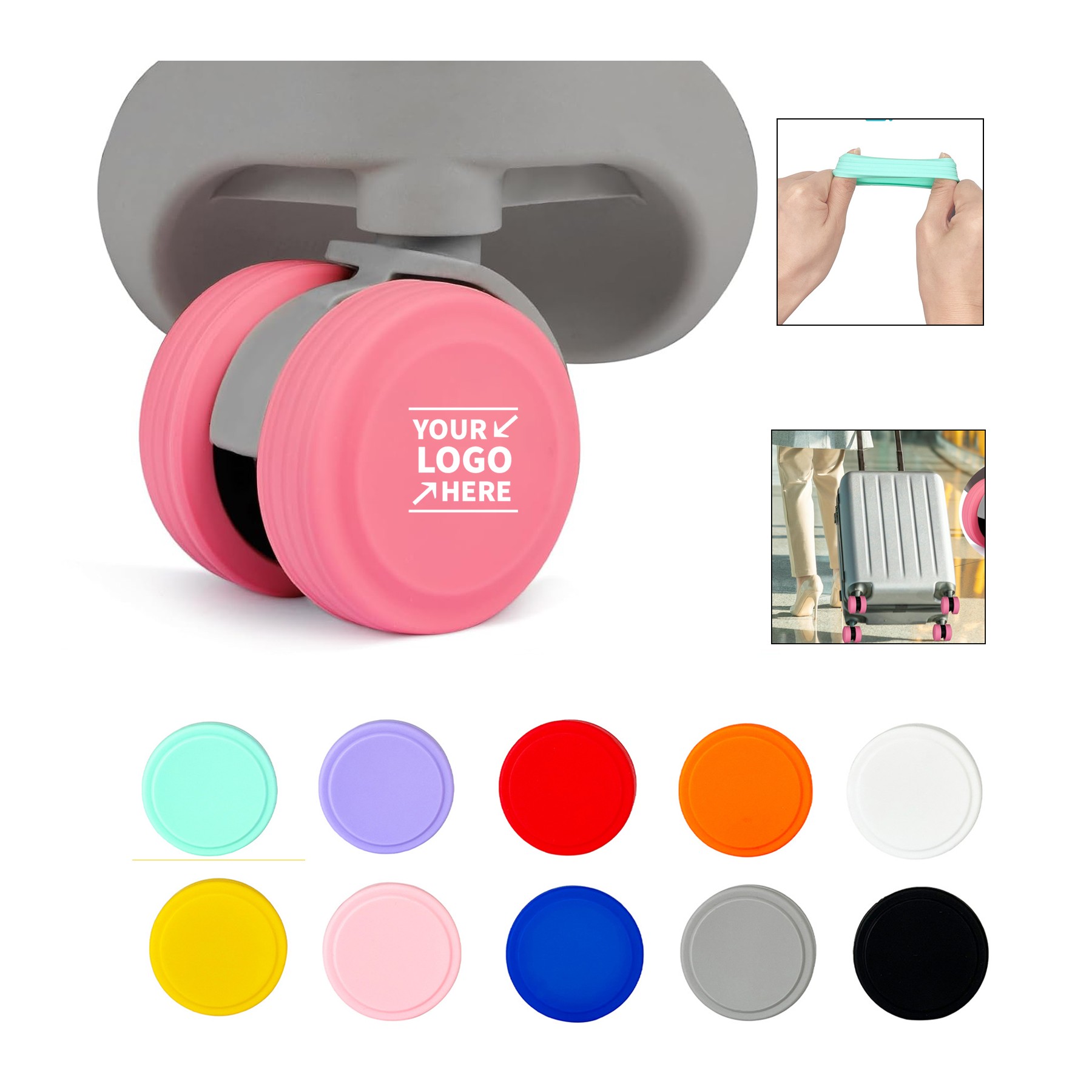 8PCS Silicone Suitcase Wheels Protector Cover