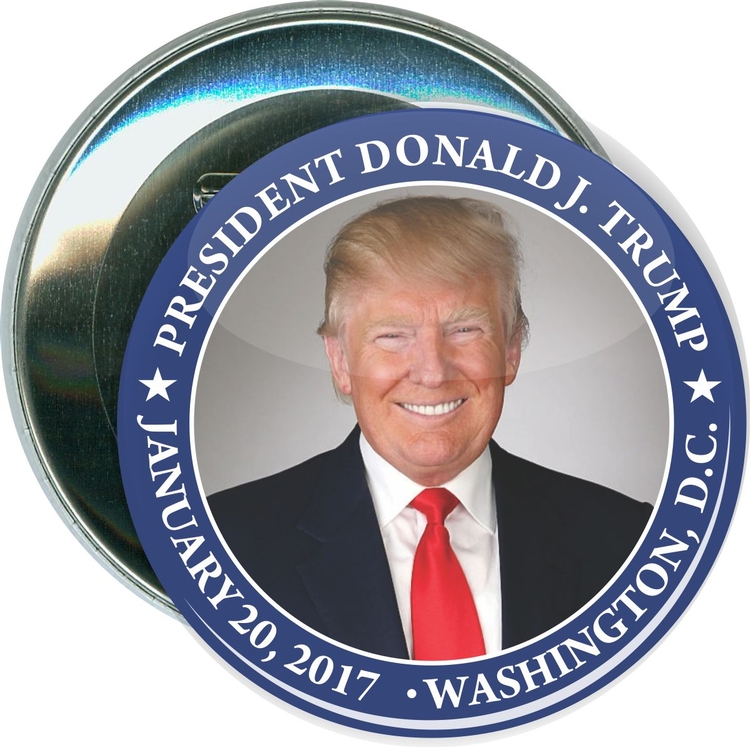 President Trump, Blue Border, Political Button 1