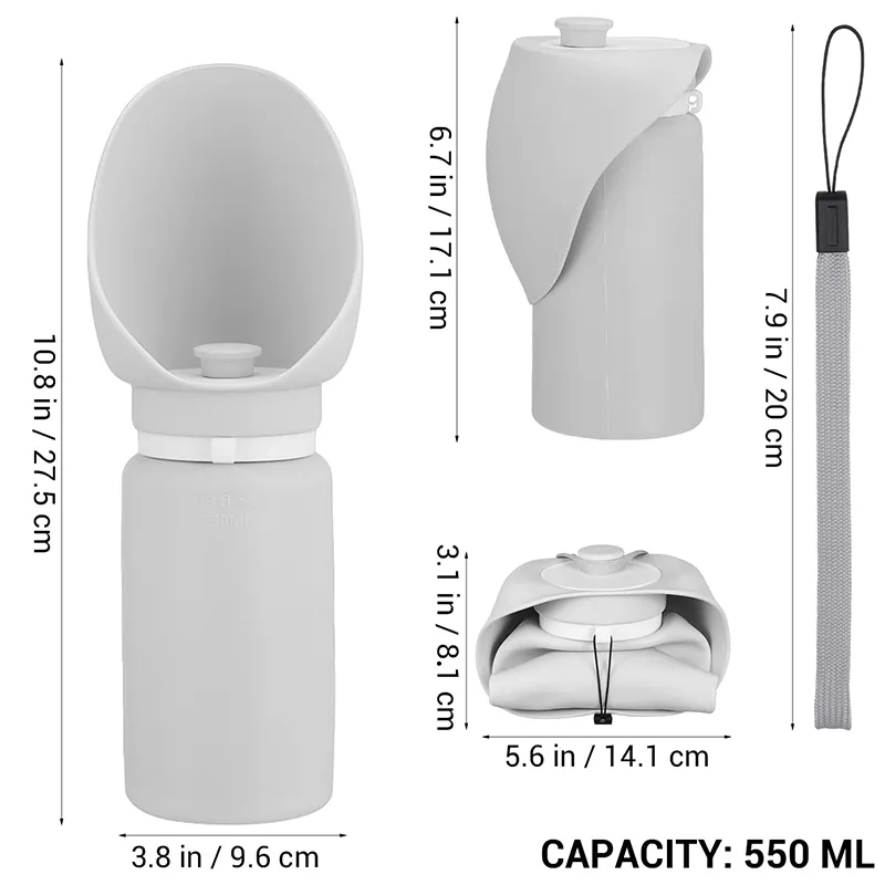 550ml Dog Water Bottle with Extra Wide Drinking Cup 4