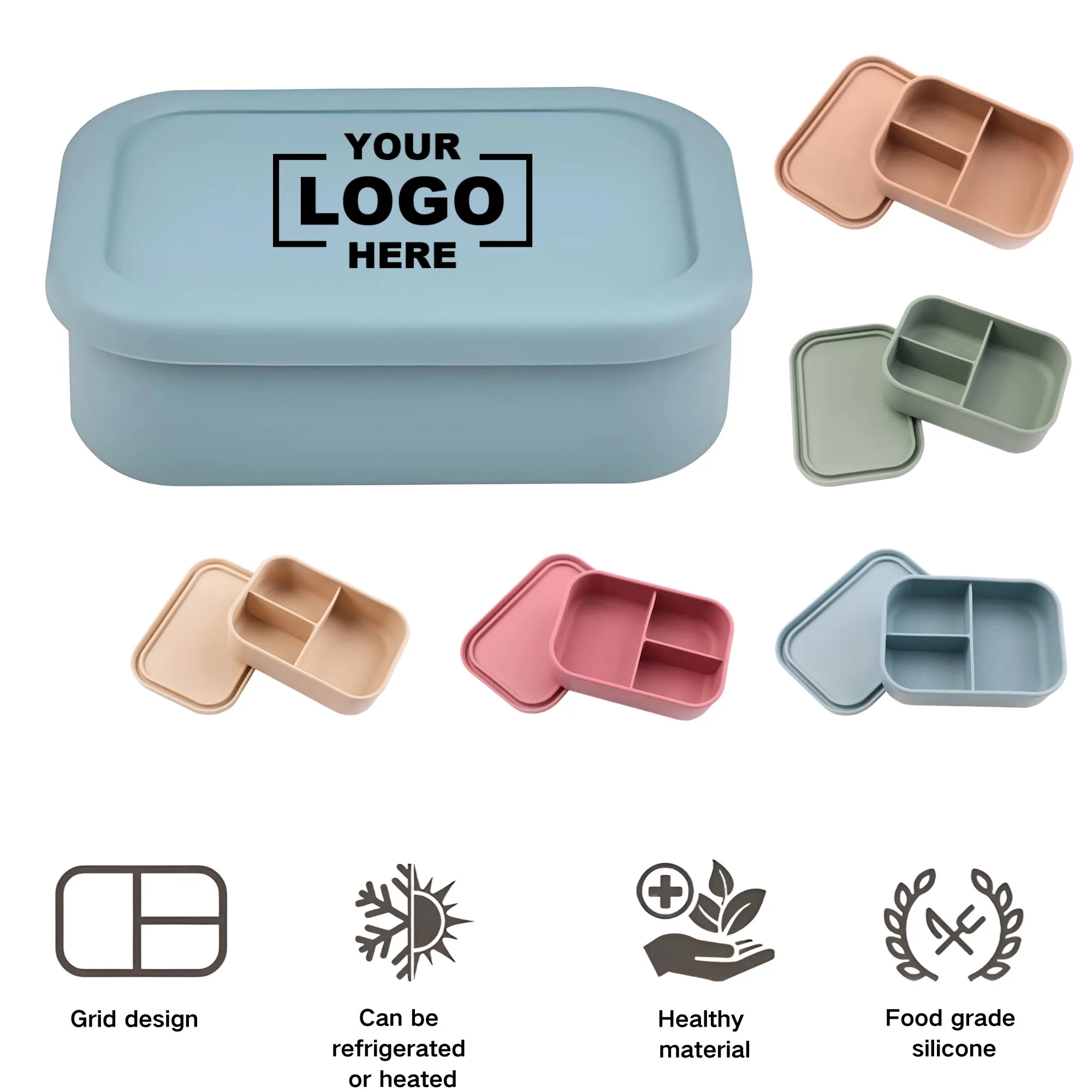 Silicone Heatable Compartment Fresh Keeping Bento Box