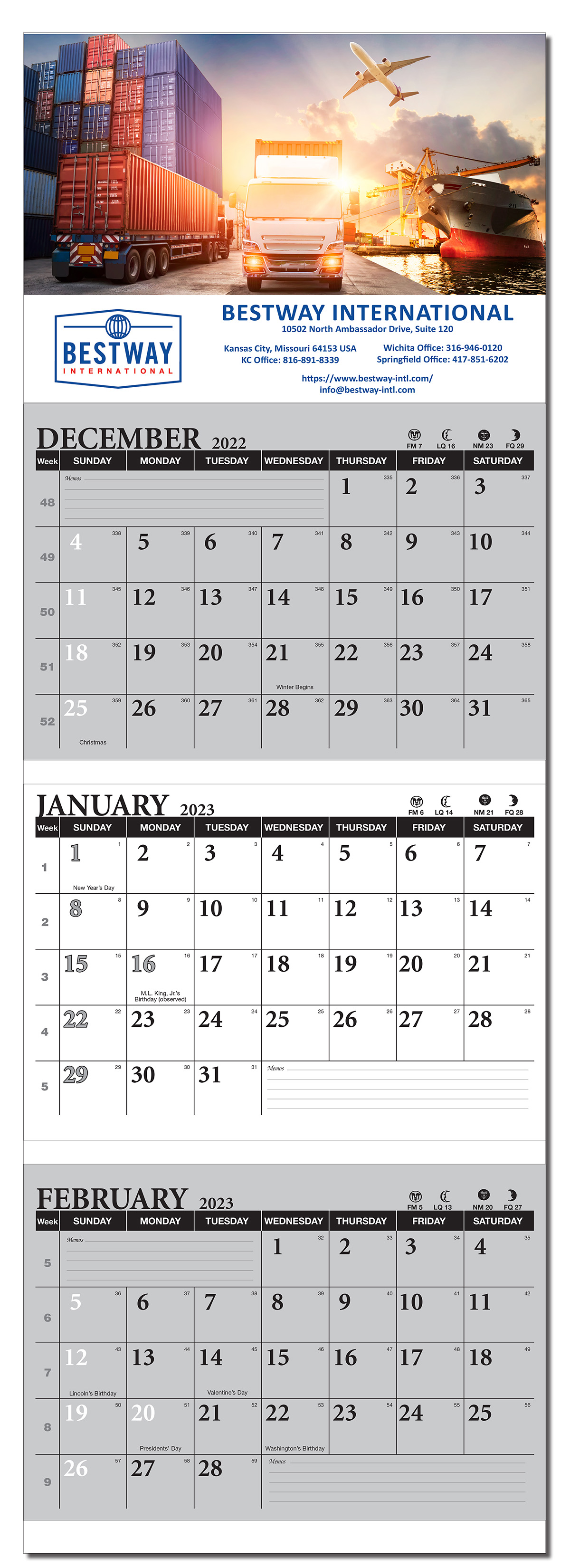 3 Month View Full Color Wall Calendar 4