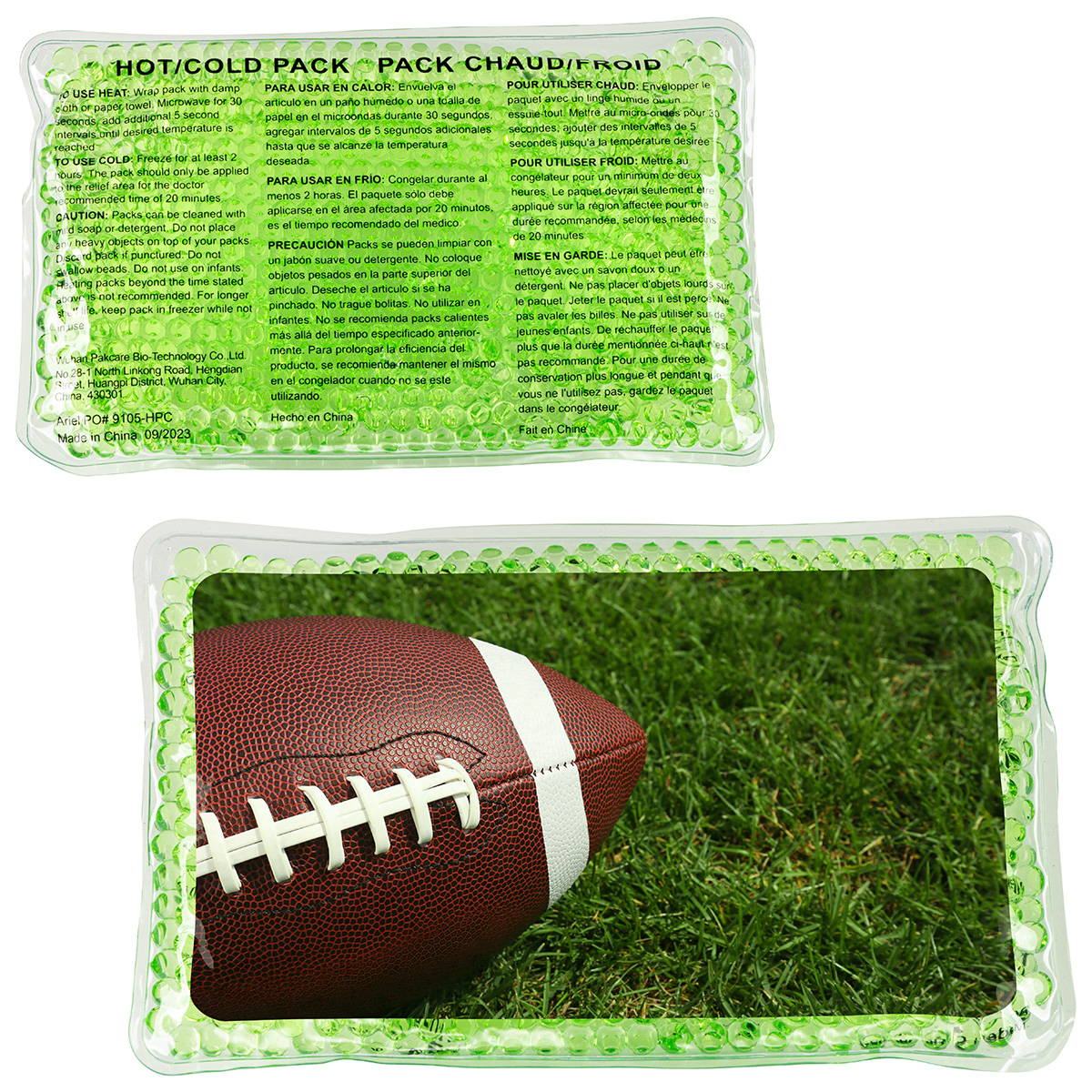 Football Large Rectangle Aqua Pearls™ Hot/Cold Pack 2