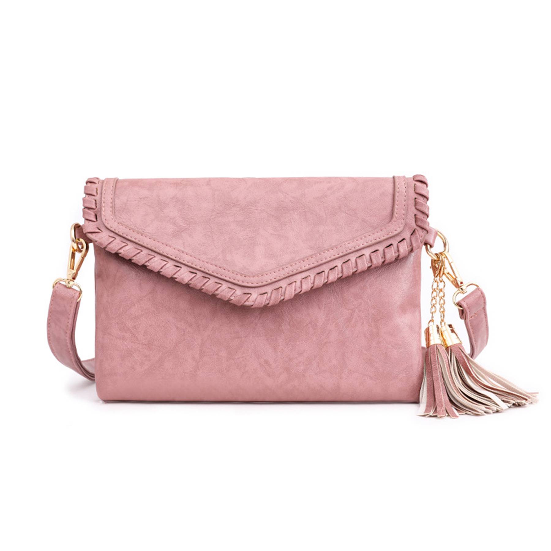 Women's PU Leather Envelope Purse Messanger Bag With Tassels 2