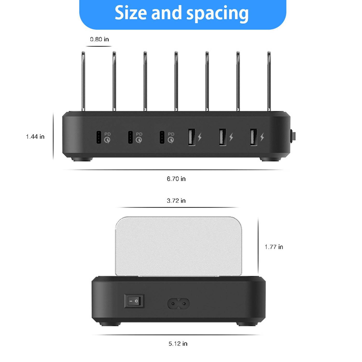 6-Port USB PD Fast Charging Station for Multiple Devices 3