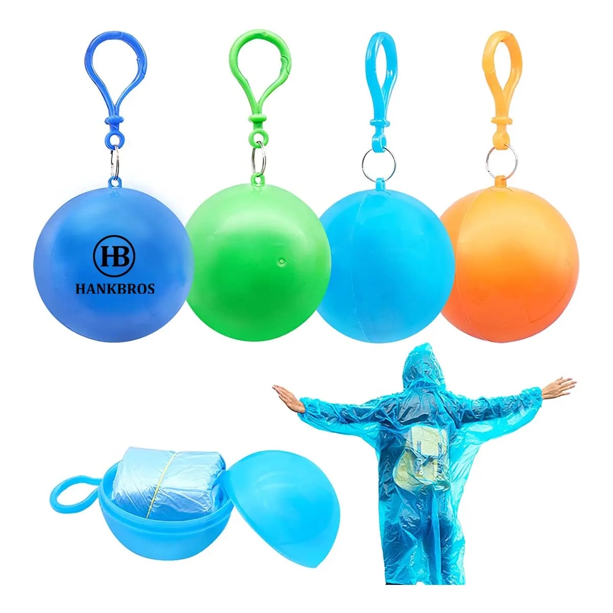 Disposable Poncho Ball With Keychain 2