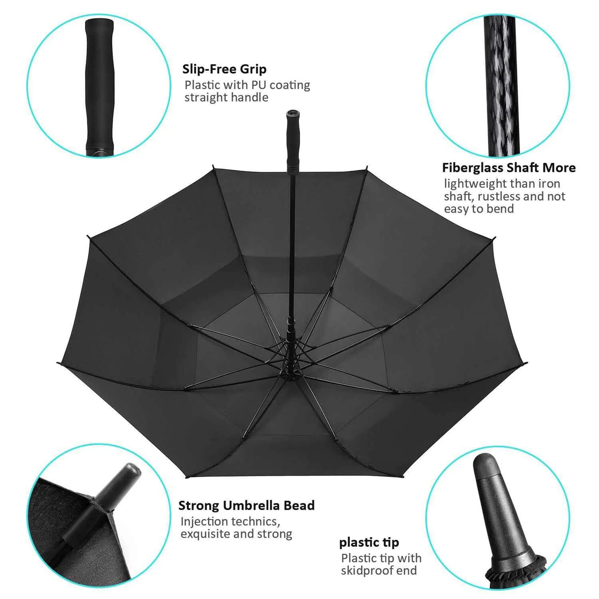 60" Arc Windproof Vented Golf Umbrella 4
