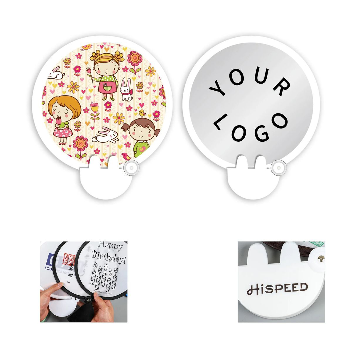 Durable Folding Hand Fan Polyester Material 1