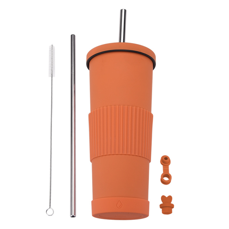 Straw Insulated Tumbler Stainless Steel with Lid 13