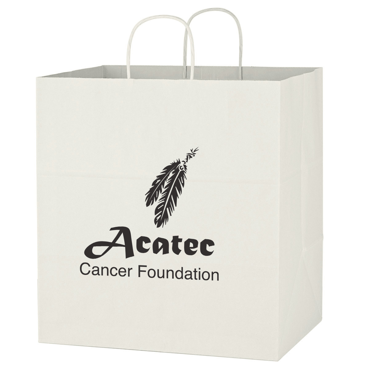 Kraft Paper White Shopping Bag - 14" x 15" 3