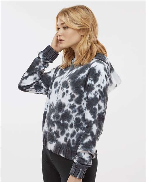 Women's Sueded Fleece Tie-Dyed Crop Hooded Sweatshirt - W23718 6
