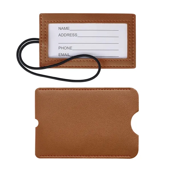 Vegan Leather Luggage Tag with Loop Strap 2