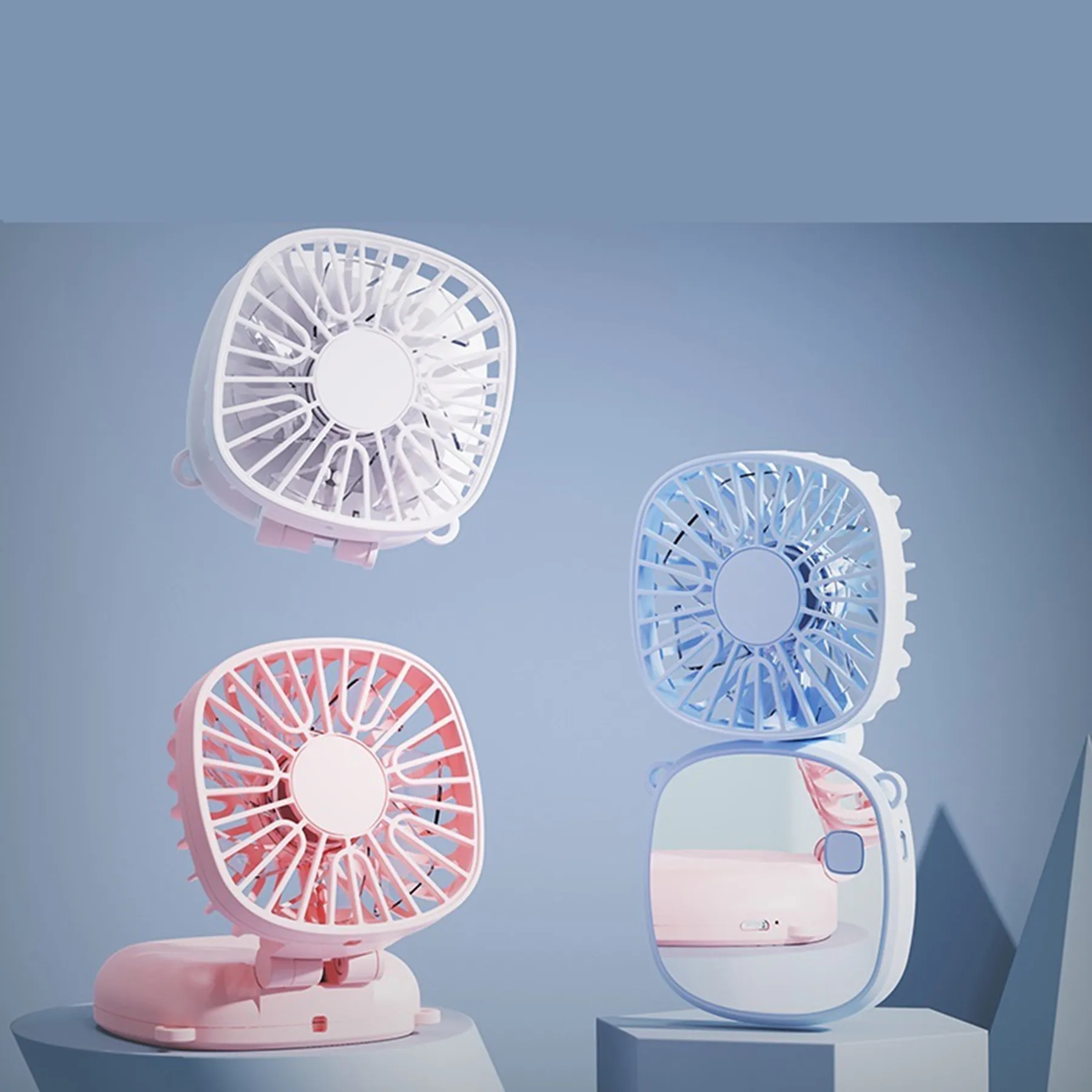 300 mAh Folding Mini Fan with Make Up Mirror 6