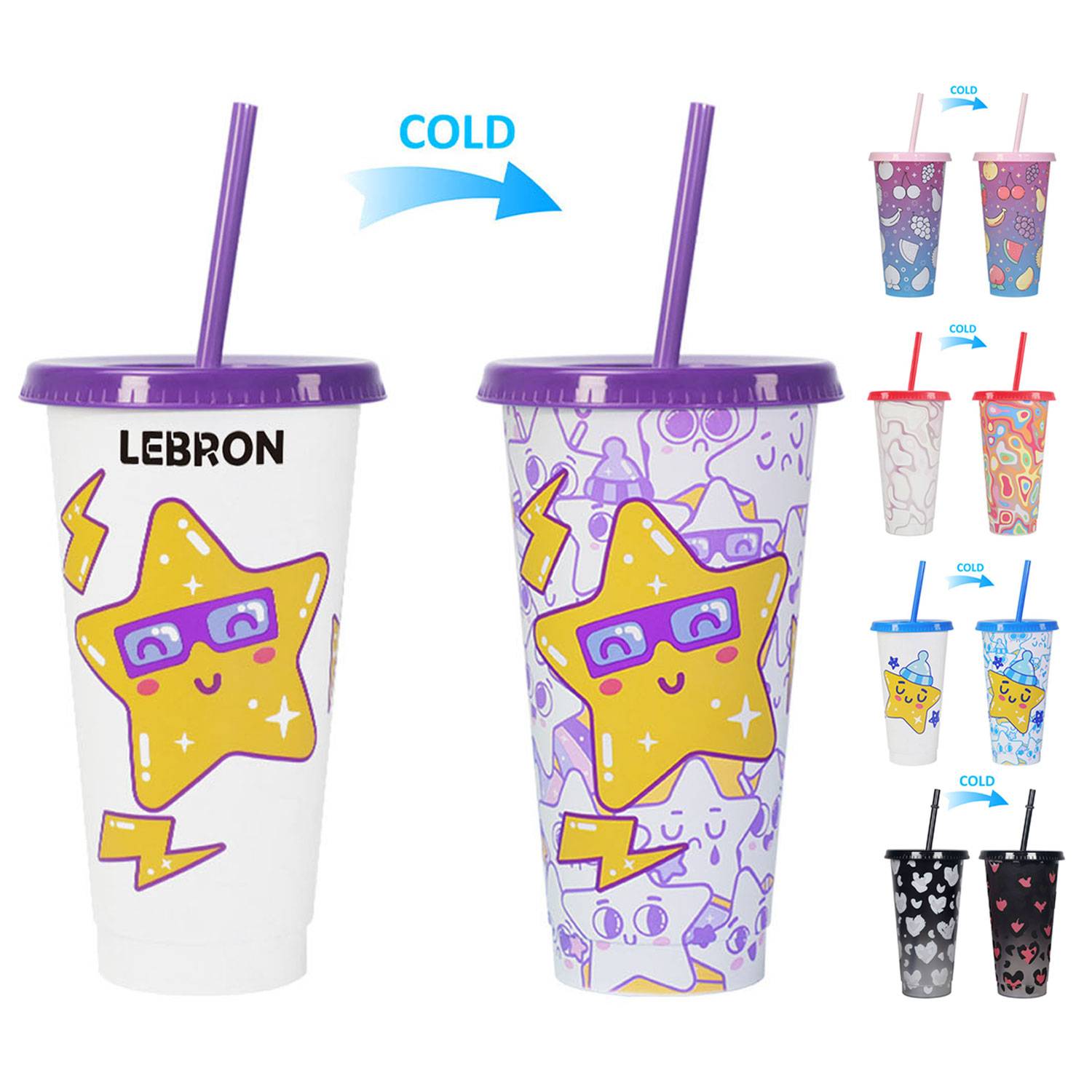 24oz Reusable Color Changing Plastic Cold Drink Cup 15