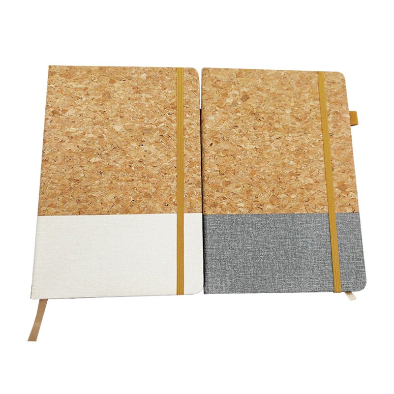 Eco-Friendly A5 Cork Wooden Hard Cover Notebook w/Elastic Strap & Bookmark & Pen Loop 3