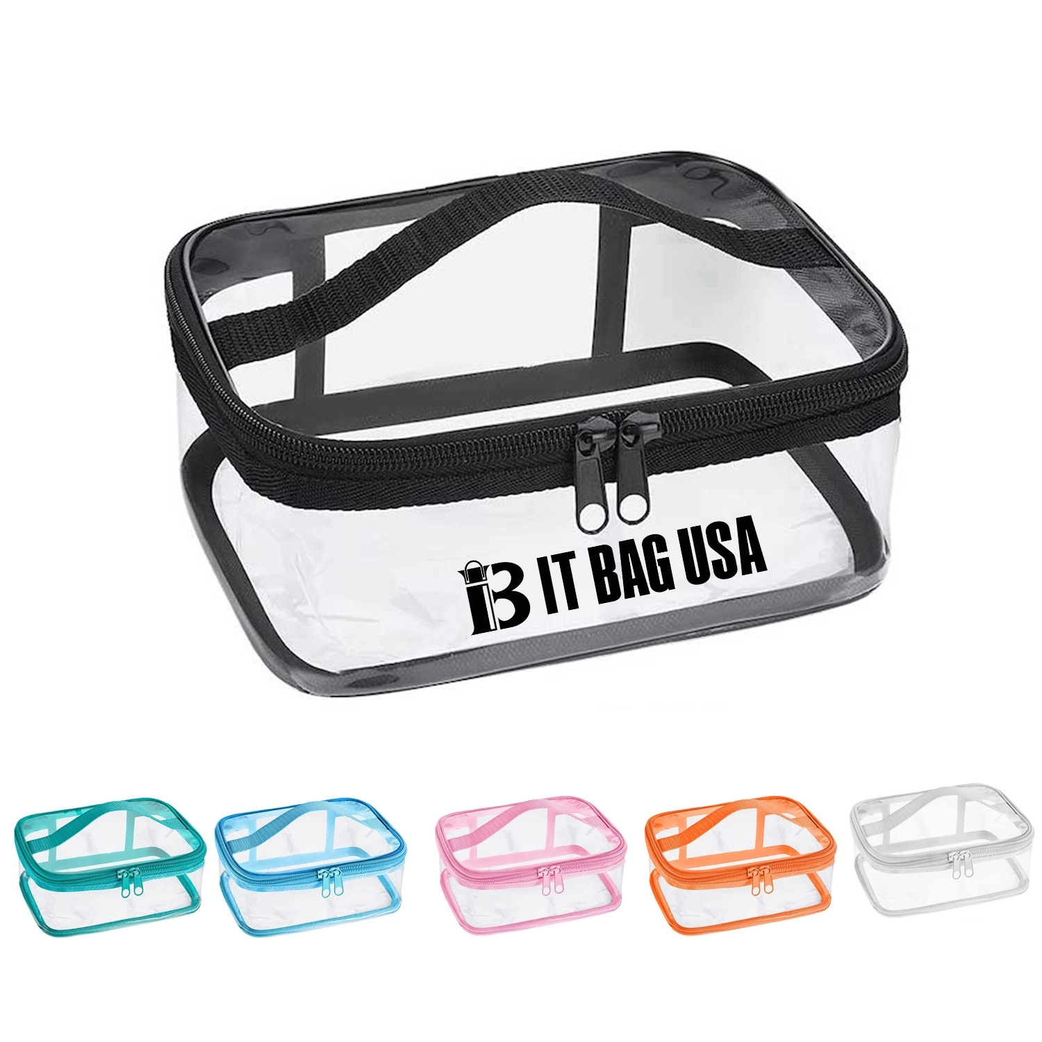 PVC Clear Makeup Bags with Zipper and Handle Waterproof 2