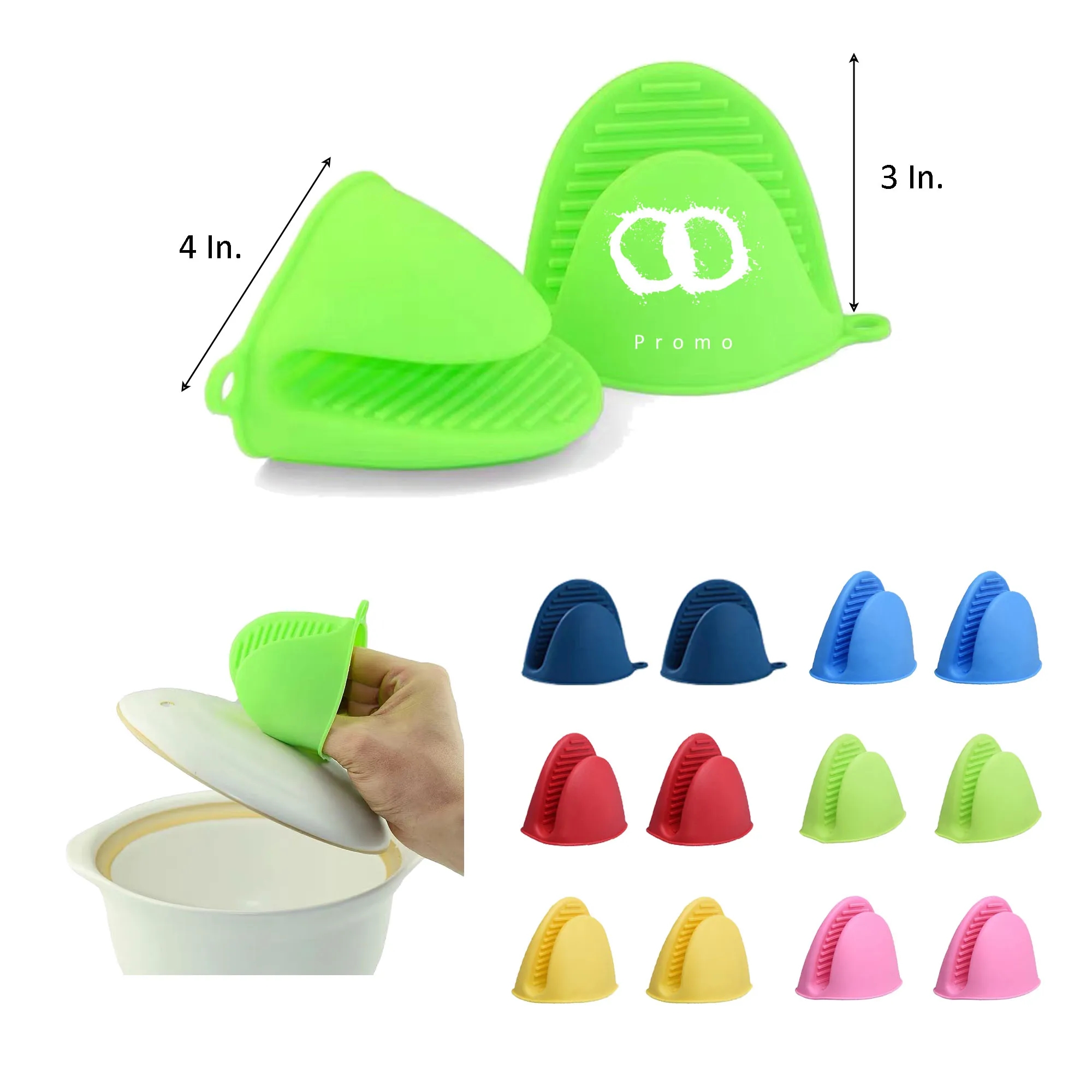 MOQ 50 30g Heat Resistant Silicone Oven Mitts 4"L x 3"W 3