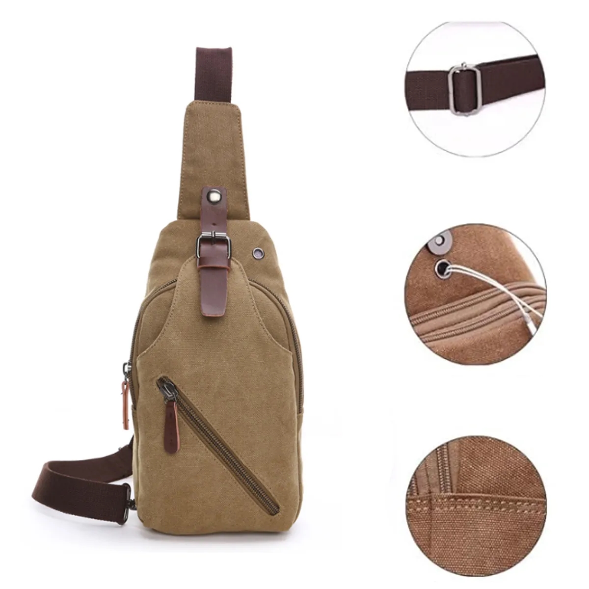 Casual Canvas Crossbody Sling Bag with Leather Accents 4