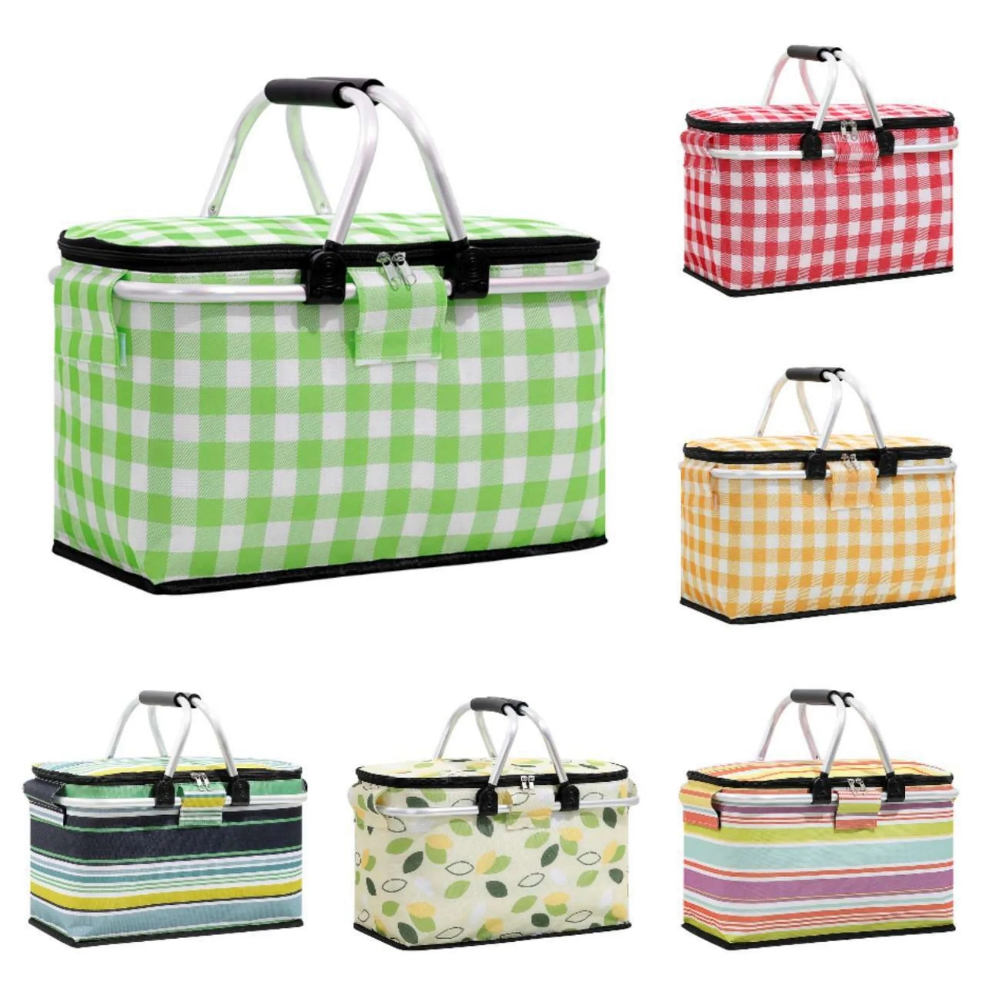 Custom Large Foldable Picnic Basket with Aluminum Handle 4