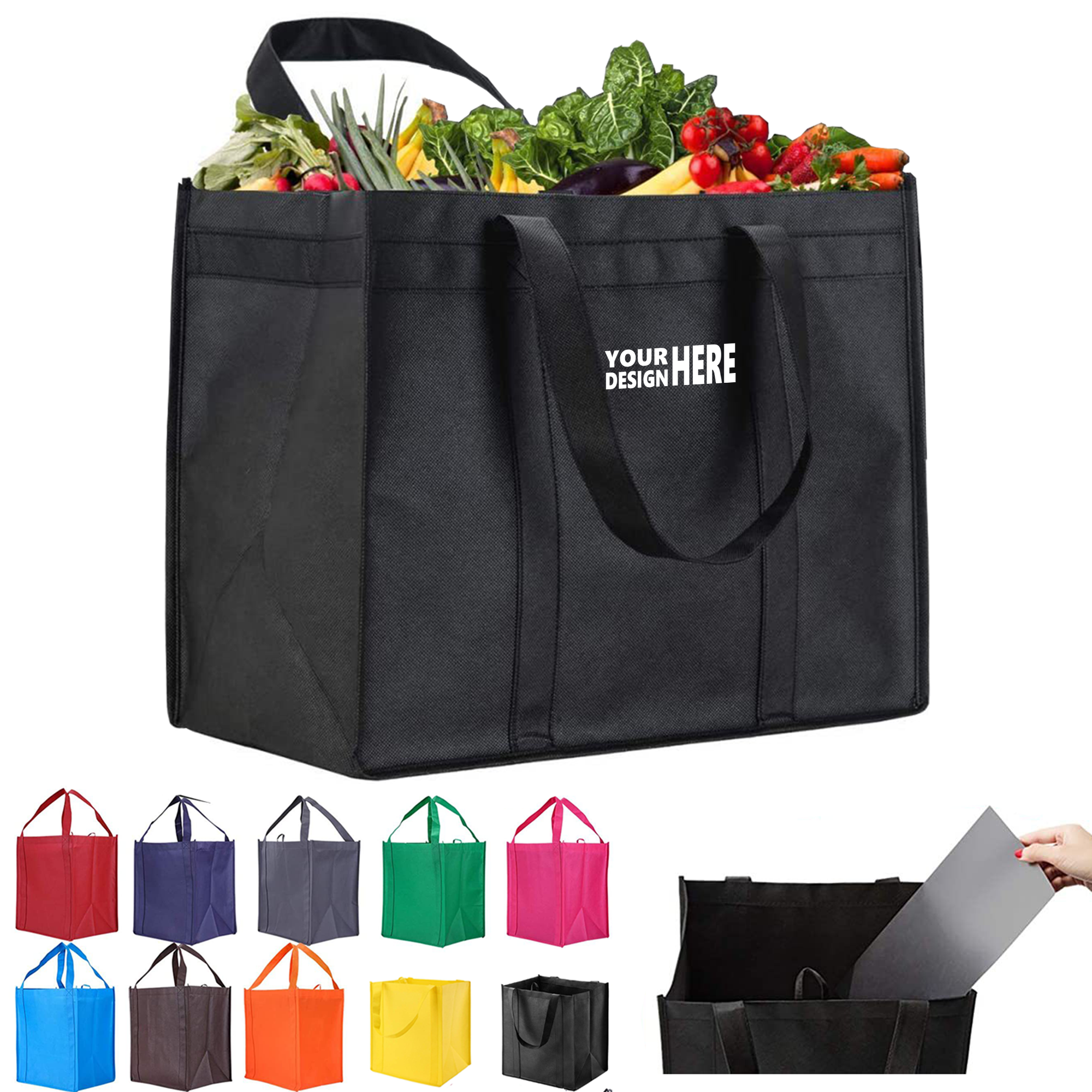 Large Reusable Non-Woven Grocery Tote - Eco-Friendly 3