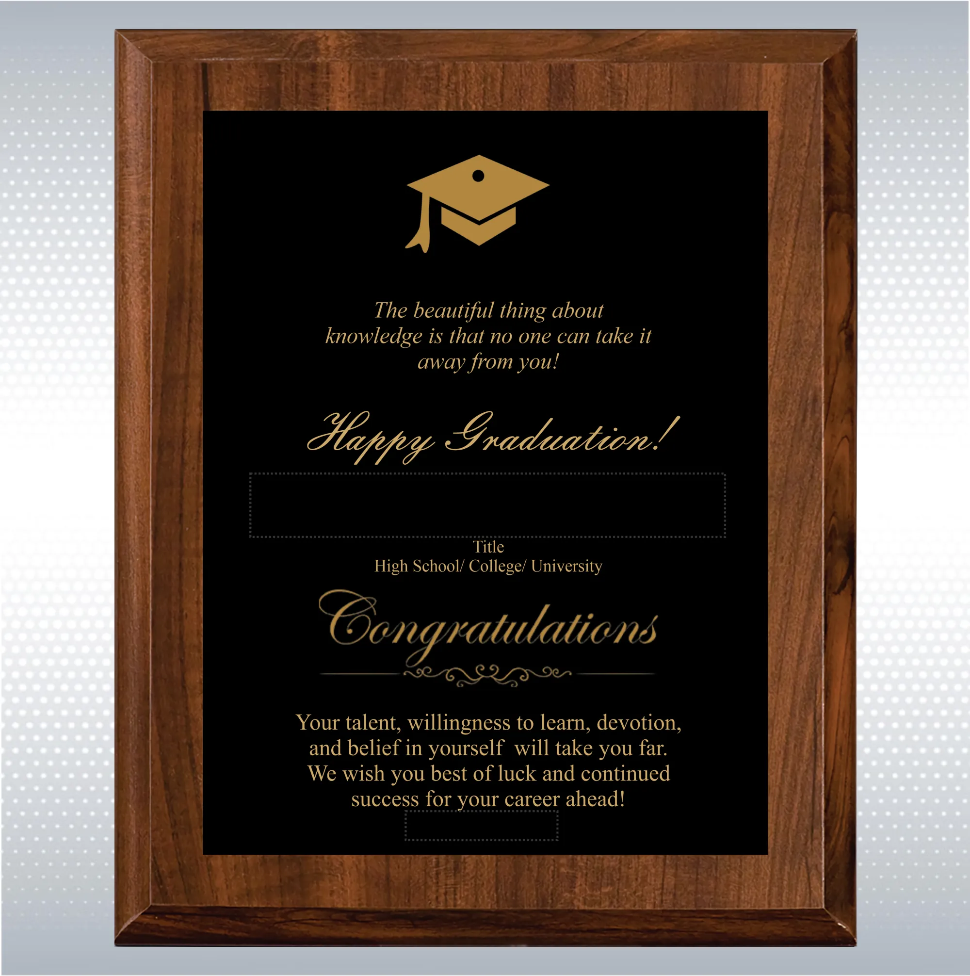 Cherry Finish Graduation Gift Plaque Award 14