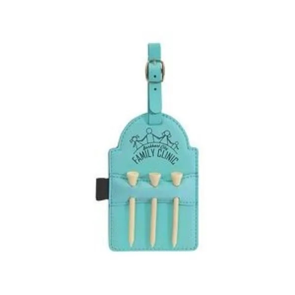 Leather Golf Bag Tag with 3 Tees Set 6