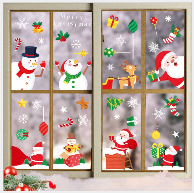 Window Snowman Gel Set Christmas Glass Sticker 5